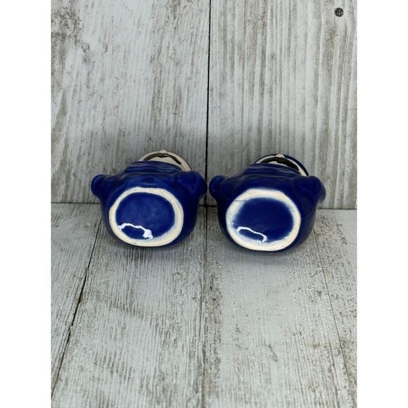 Vintage Set of 2 Miniature Bud Vases Candle Holders Little Mustached Men - Picture 6 of 6